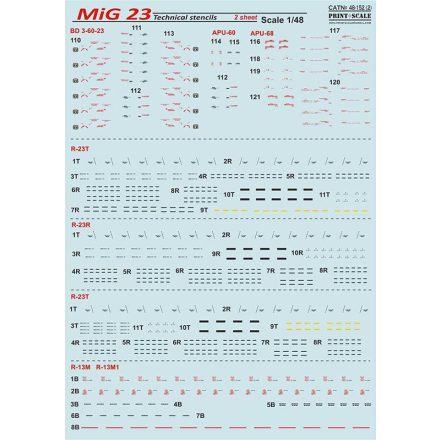 Print Scale Mikoyan MiG-23 Technical stencils matrica