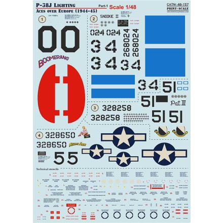 Print Scale Lockheed P-38J Lighting Aces over Europe (1944-45) Part-1 matrica