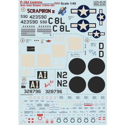 Print Scale Lockheed P-38J Lighting Aces over Europe (1944-45) Part 2 matrica