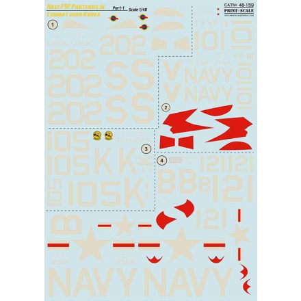 Print Scale Navy Grumman F9F-2/F9F-3 Panthers in Combat over Korea Part-1 matrica