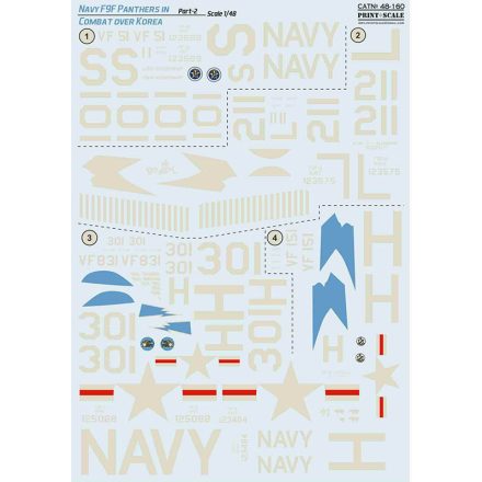 Print Scale Navy Grumman F9F-2/F9F-3 Panthers in Combat over Korea Part-2 matrica