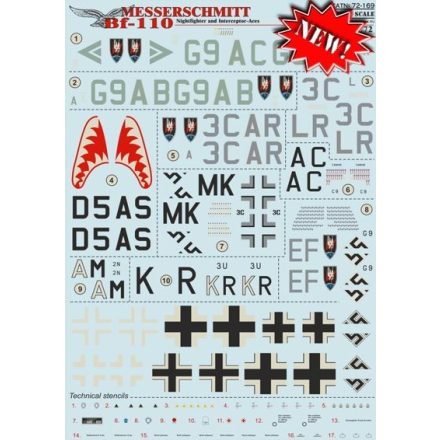 Print Scale Messerschmitt Bf-110C/Bf-110F/Bf-110G-2/Bf-110G-4 Nightfighter and Interceptor-Aces