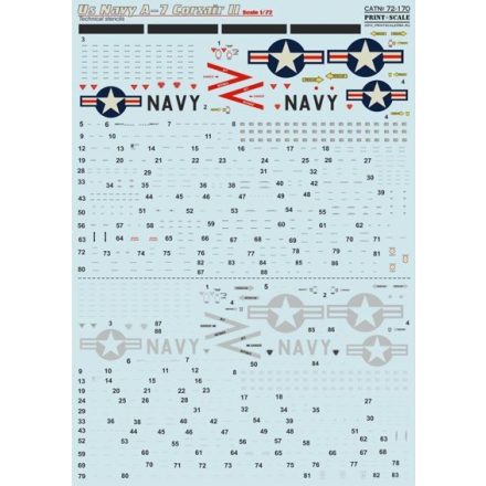 Print Scale Us Navy A-7 Corsair Technical stencils [A-7A A-7B A-7C A-7D A-7E]