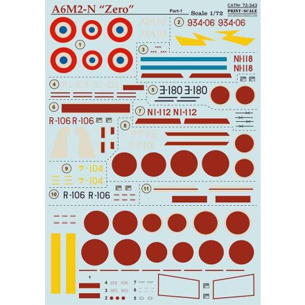 Print Scale Mitsubishi A6M2-N "Zero" Part-1 matrica