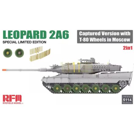 Rye Field Model Leopard 2A6 Captured Version with T-80 Wheels in Moscow makett