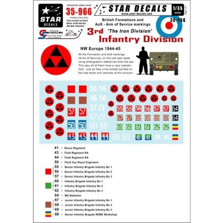 Star Decals British 3rd Infantry Division NW Europe matrica