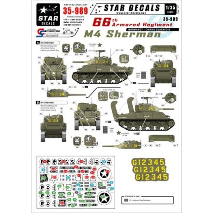 Star Decals U.S. 66th Armored Regiment in Normandy matrica