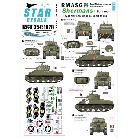 Star Decals RMASG Shermans - Royal Marines tanks in Normandy. Sherman Mk.V matrica