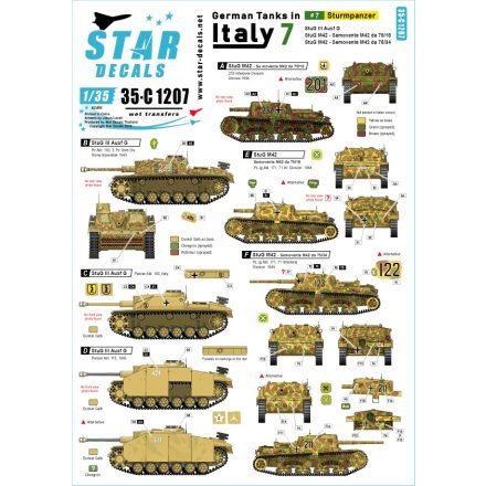 Star Decals German tanks in Italy # 7. Sturmpanzer matrica