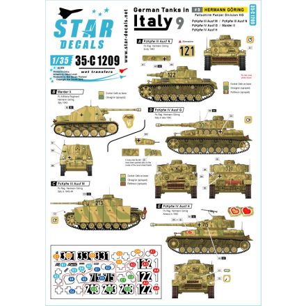 Star Decals German tanks in Italy # 9. Hermann Göring matrica
