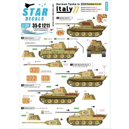 Star Decals German tanks in Italy # 11. Panther A & G matrica