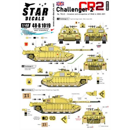 Star Decals Challenger 2 - CR2. Op.Telic - Invasion and occupation of Iraq 2003-2011. RSDG, QRL and QRH matrica