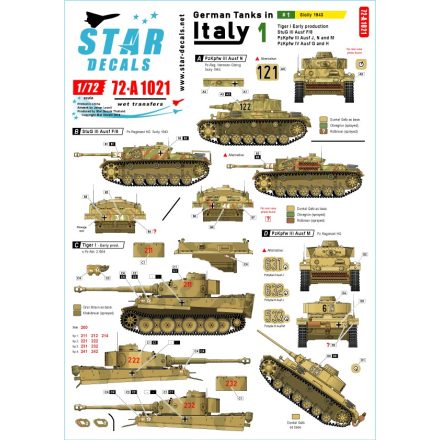 Star Decals German tanks in Italy # 1. Sicilly 1943. matrica