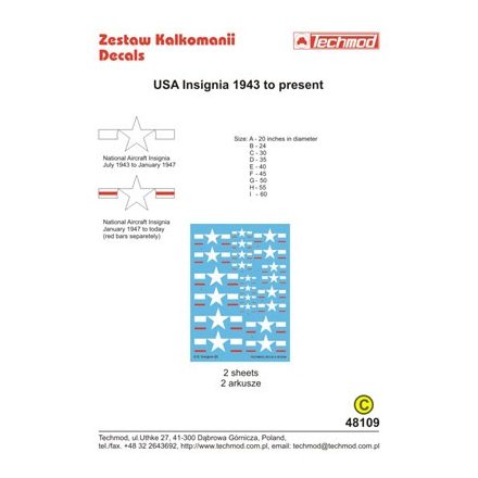 Techmod US Insignia 1943 to Present matrica