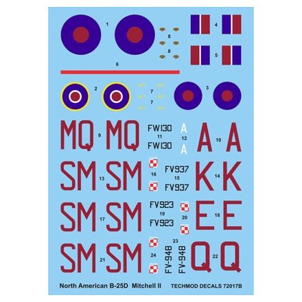 Techmod North American B-25D Mitchell II matrica