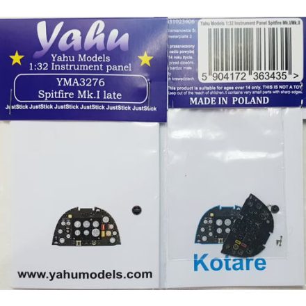 Yahu Models Spitfire Mk.I Late Instrument Panel (Kotare)